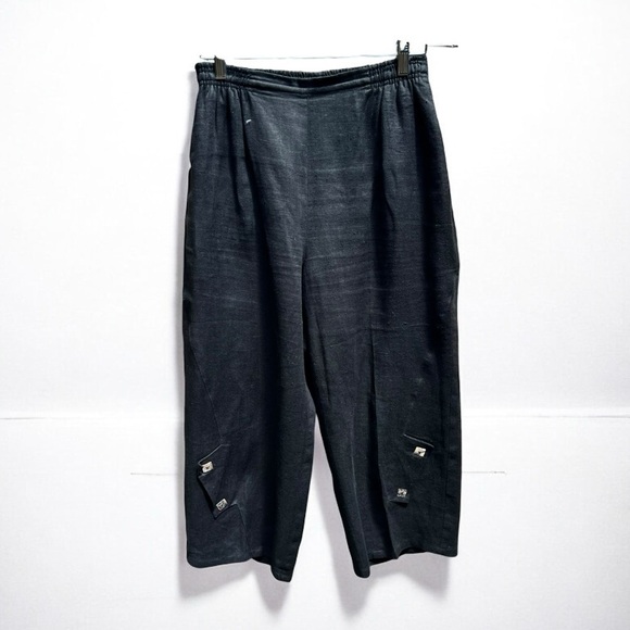 🌻XiAO Black Bohemian Casual Tapered Lagenlook Pants Size Small - Picture 1 of 5